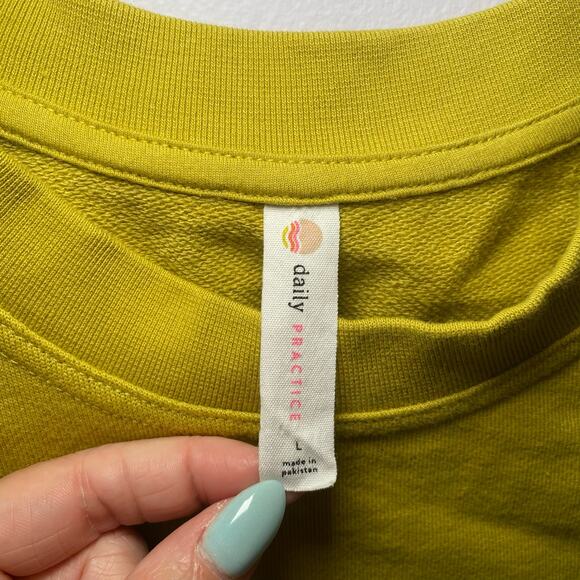 Daily Practice Anthropologie Lime Green Cropped Top Sweat Set Women's size Large - Picture 3 of 14